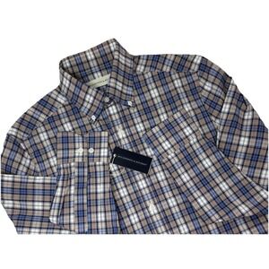 NWT Holderness Bourne The Andrews Long Sleeve Shirt Blue Plaid Men's Medium